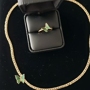 Vintage Butterfly Necklace and ring